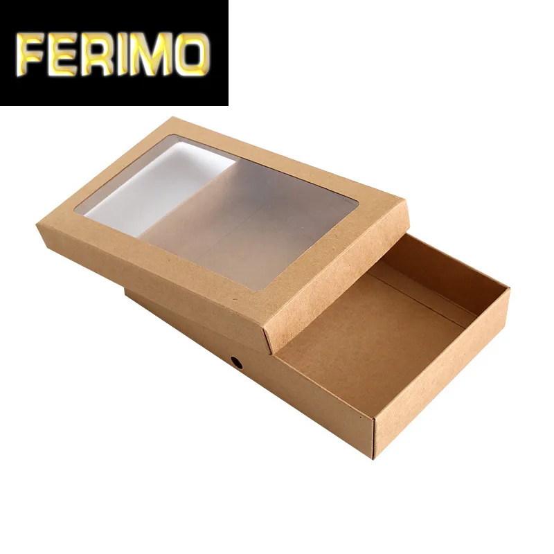 10 шт. винтажная крафт-бумажная коробка с окном Подарочная Сумки Упаковка нижнее