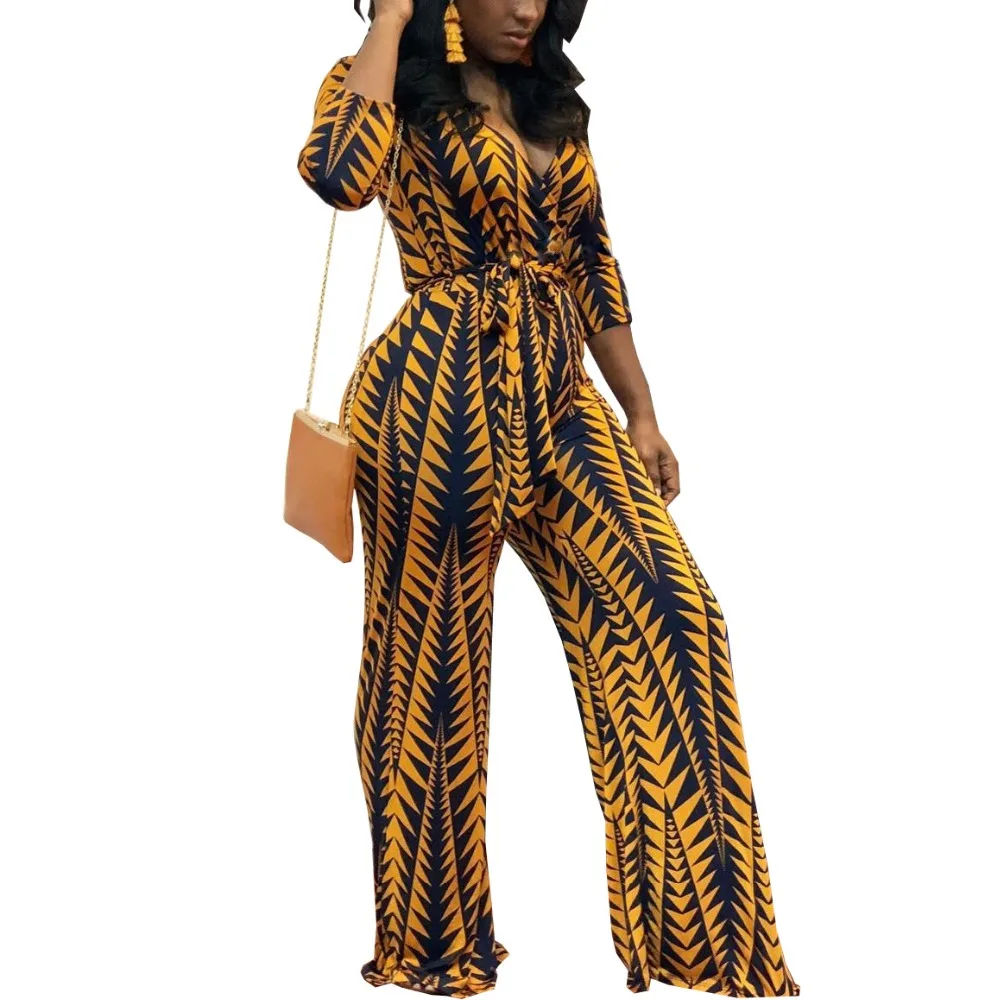 Женский Повседневный комбинезон с длинным рукавом Длинный Облегающий глубоким v