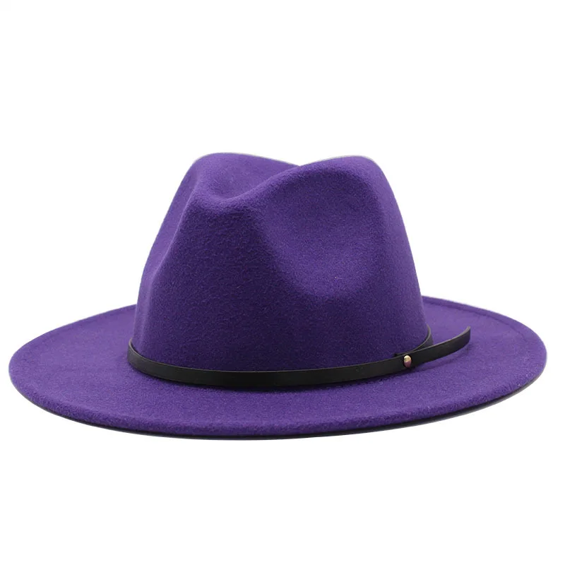 Шляпа-трилби для мужчин и женщин фетровая Федора с широкими полями пряжкой ремня