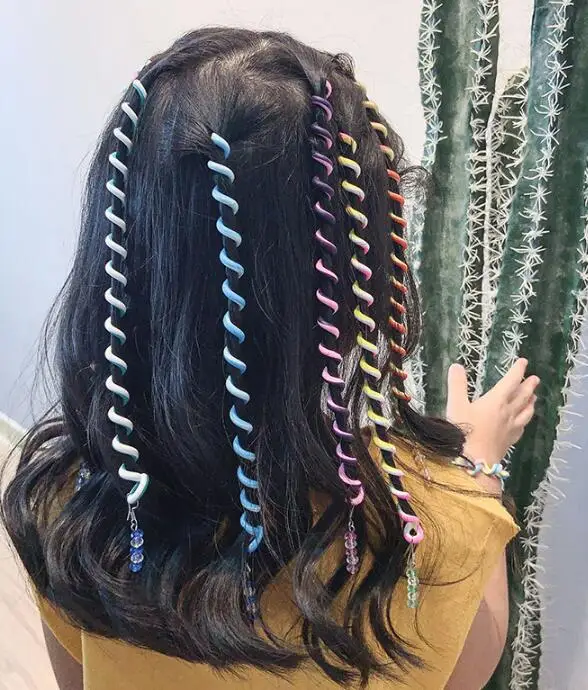 安い 30 セット/ロット 5 ピース/セットマルチポリマークレイスパイラル子供の組紐ペンダントピグテール組み機編組スティックヘアアクセサリー HA1223