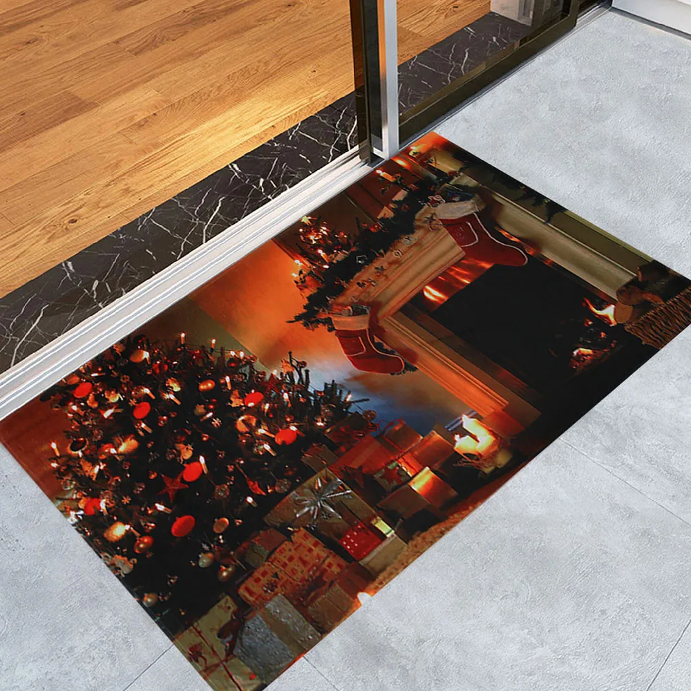 Рождественский фланелевый ковер с Санта Клаусом Рождественское украшение для