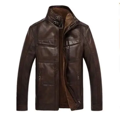 Black Brown Кожаная куртка для горного спорта, мужские пальто, 3XL, брендовая Высококачественная верхняя одежда из искусственной кожи, мужская деловая зимняя куртка из искусственного меха, Мужская Флисовая Куртка - Цвет: Black Brown