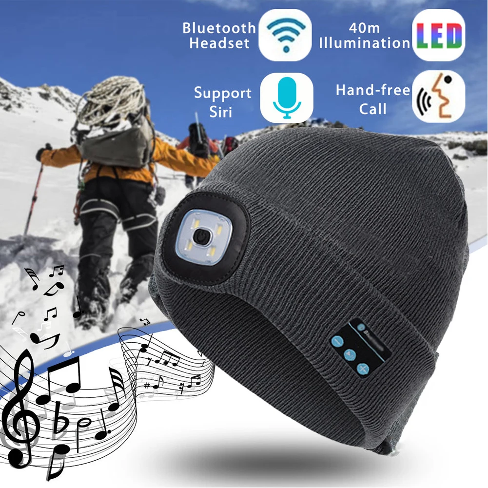 Модная теплая шапка Thefound с Bluetooth и светодиодной подсветкой беспроводная умная
