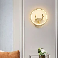 ourfeng modern wall light sconces brass deer led indoor wall lamp luxury decorative for bedside living room
