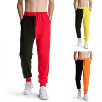 men casual sports pants color matching lace up pockets trousers hip hop leggings gym running jogging streetwear pants for men