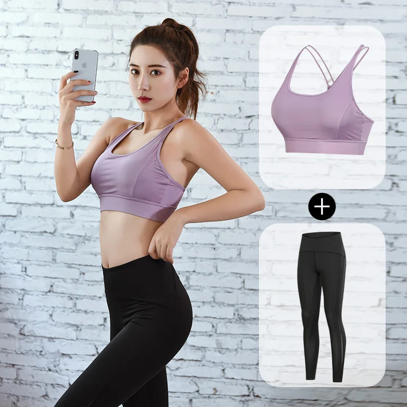 

Yoga Clothing Set Sport Suit Women Sportswear Outfit Fitness Long Sleeve Crop Top High Waist Leggings Sport Bra Sport Set