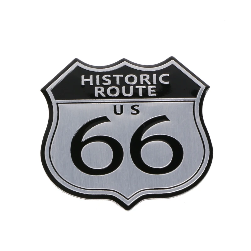 

Car Sticker Emblem Badge Decal Metal Route 66 Creative Decal for Car Body Guitar Windows Sports Racing Exterior Decor PVC13x12cm