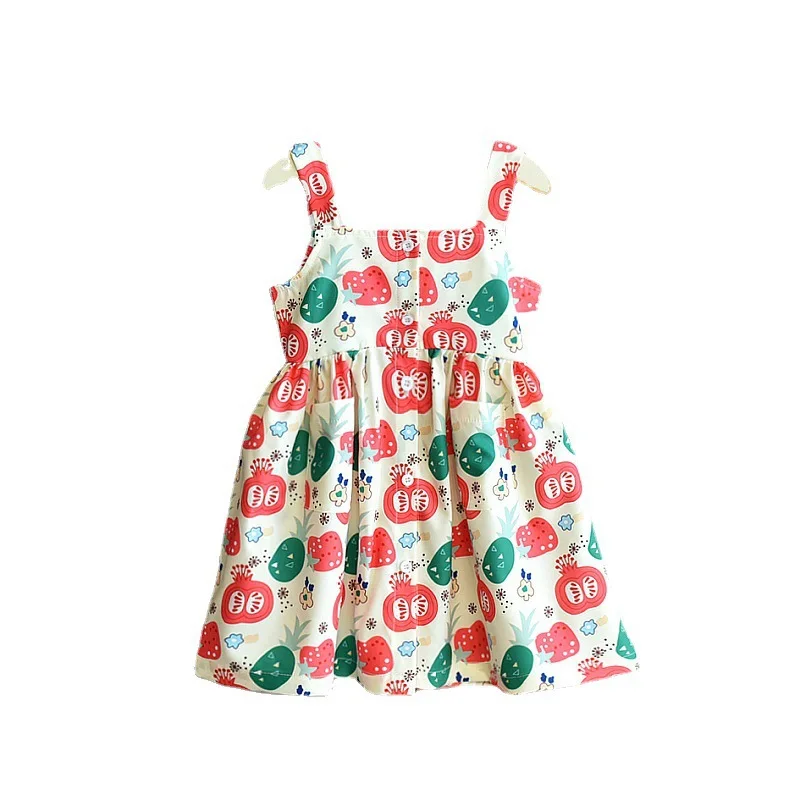 

The new trendy Korean style sling female treasure skirt sleeveless print vest dress kids dresses for girls