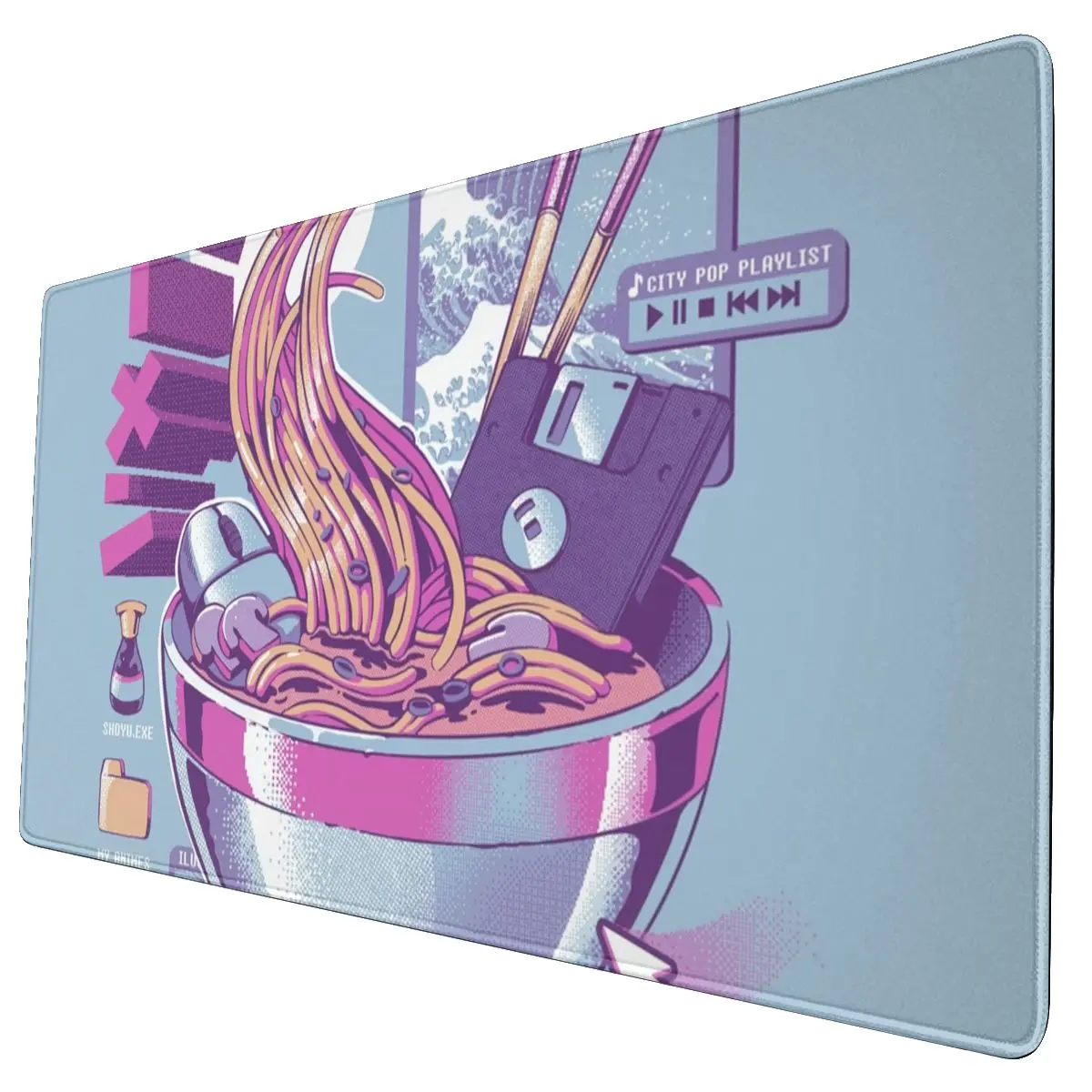 

Retro Web Ramen Laptop Mouse Pad PC Carpet Japan Kanagawa Wave Big Printing Mousepad for Computer
