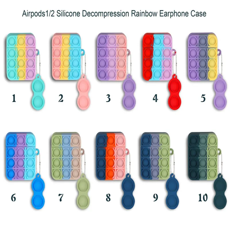 

3D Push Soft Bubble Fidget Earphone Cover For Airpods Pro Silicone TPU Protective Cover For Apple Air pods 1 2 3 Candy Colors