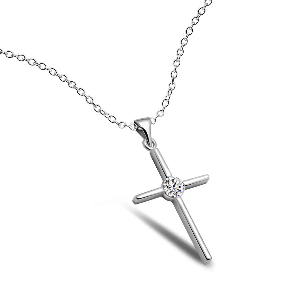 Женское ожерелье из серебра 925 пробы с подвеской крестом|cross pendant|fashion jewelryjewelry fashion