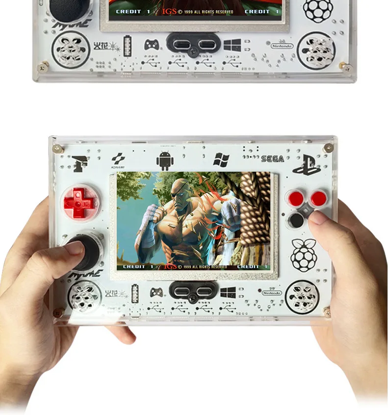 Raspberry pi 5,0 дюймов Пальма Ретро рокер аркадная игровая консоль поддерживает 4 человека к лицу боевой HDMI ТВ качество N64 PS1 GBA NES