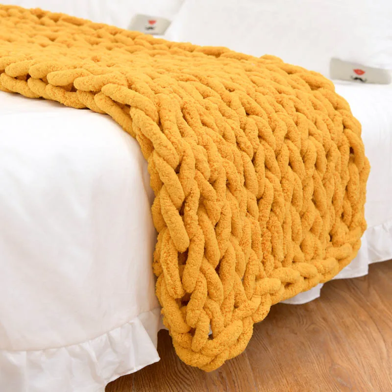Большое мягкое вязаное одеяло из синели для рук толстое трикотажное дивана