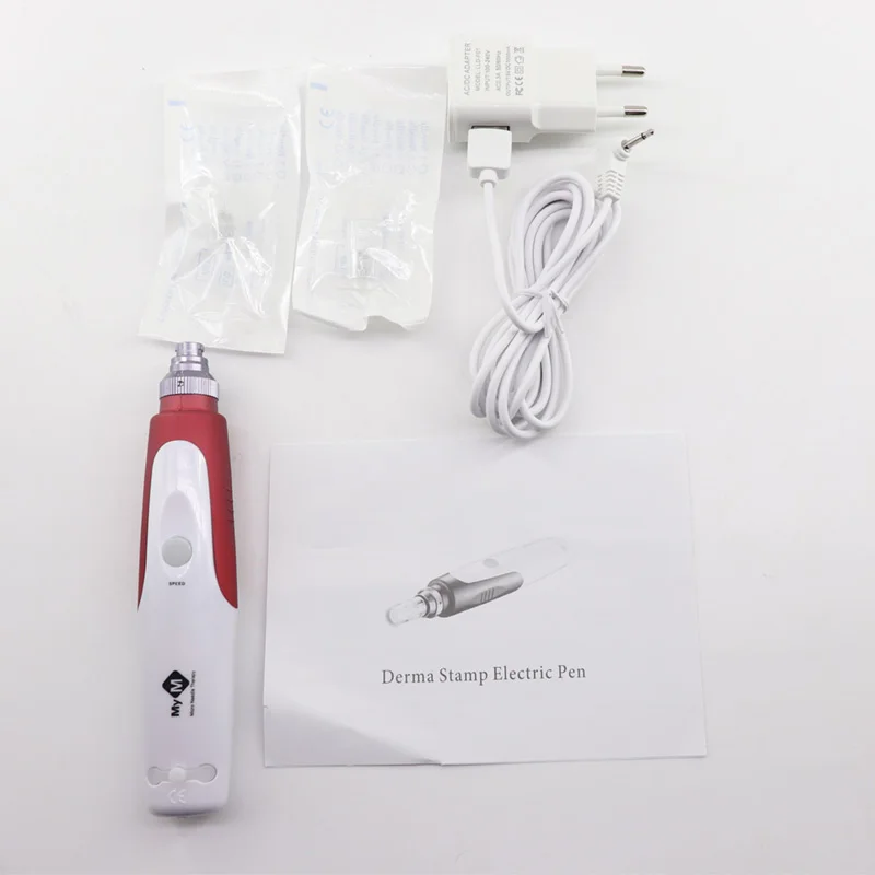 pen with no box Авто микроиглы ручка байонет микроиглы прокатки машина для электрической микро иглы ролик татуировки штамп терапия нано советы - Цвет: pen with no box