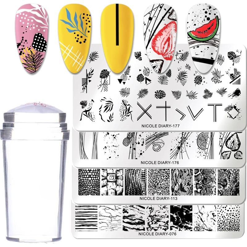 Николь дневник пластины для стемпинга ногтей набор силиконовый прозрачный штамп