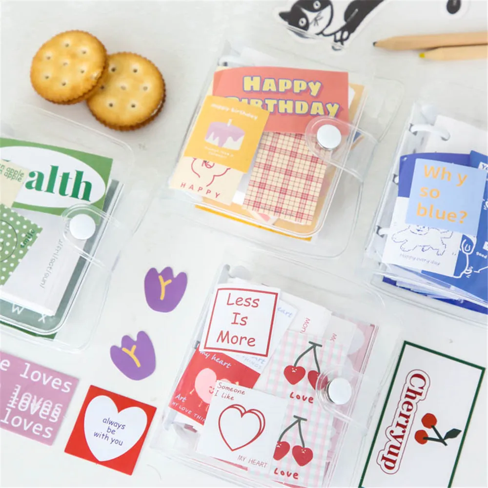 

Cute Transparent 3 Ring Mini Loose-leaf Hand Book Binder Ring Coil Hand Book To Do List Notepad Planner Office Kawaii Stationery