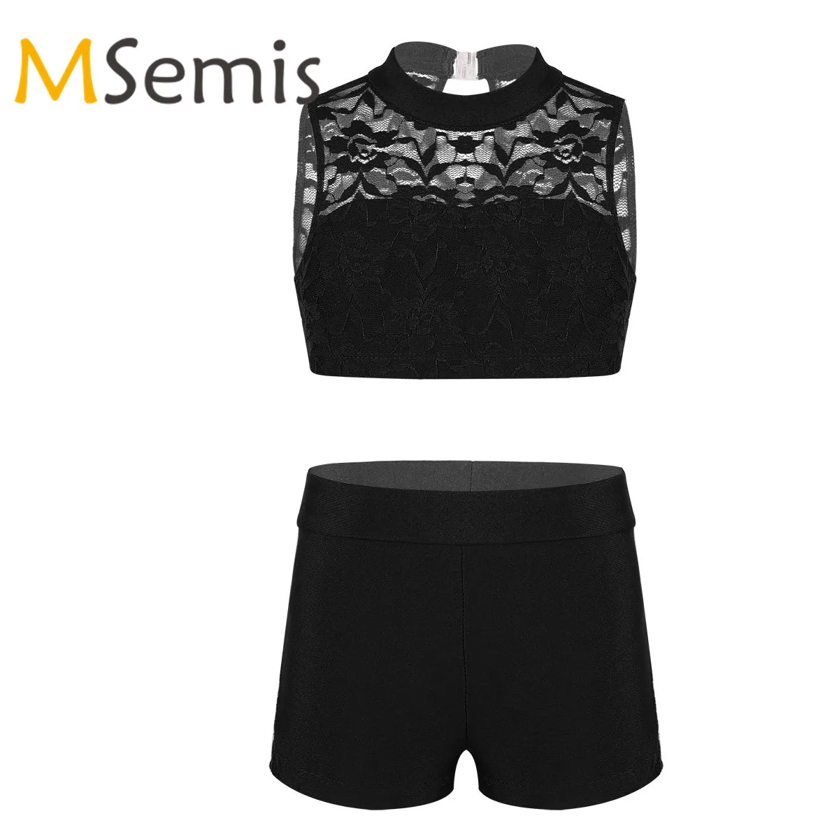 Детские гимнастические купальники для девочек из двух частей укороченный топ с