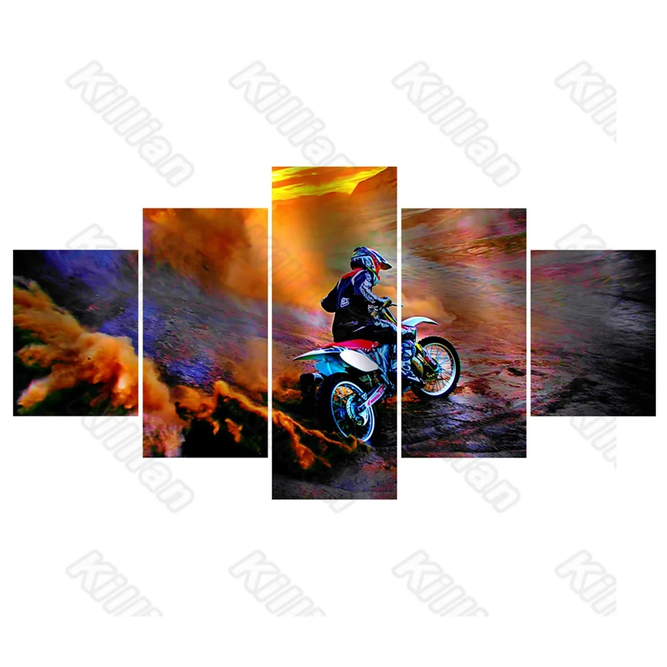 

Landscape Style Mural Canvas Paintings Bed Home Decor Prints 5 Pieces Mountain Bike Dust Decoration Living Room Wall Fresco