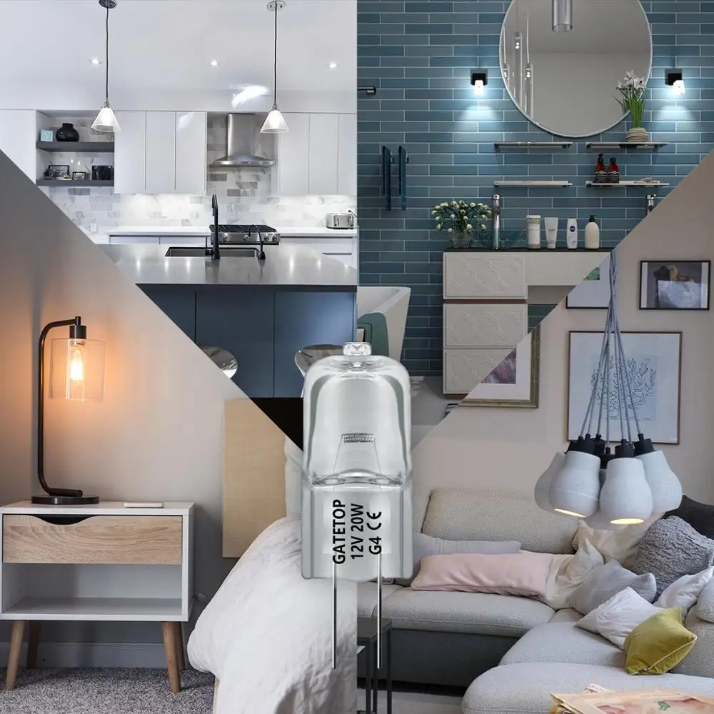 

10pcs/Lot Hot Size Halogen Lamp G4 12V 20W Bulb for Interior Decoration Crystal Chandelier Lamp Source Replacement