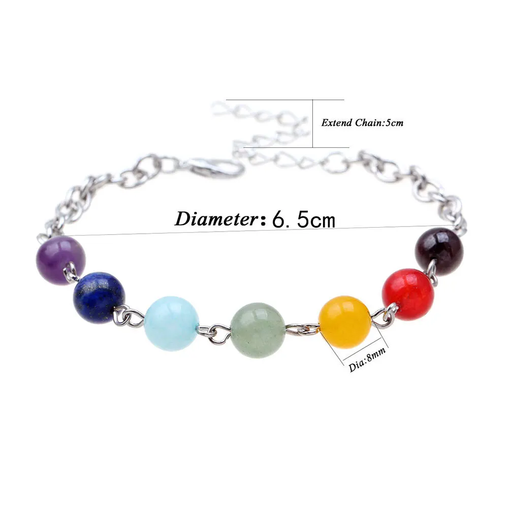 

Natural Stone Beads Crystal 7 Chakra Bracelet For Women Men Braided Chain Bead Bracelets Reiki Spiritual Yoga Jewelry Gift