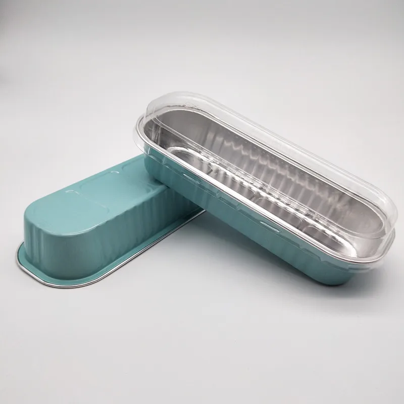cup and lid 50 шт. цветная алюминиевая фольга для выпечки, коробка для торта 200 мл, прямоугольная маленькая жестяная чашка для сыра, десерта, хлеба, Упаковочная чашка с крышкой - Цвет: cup and lid
