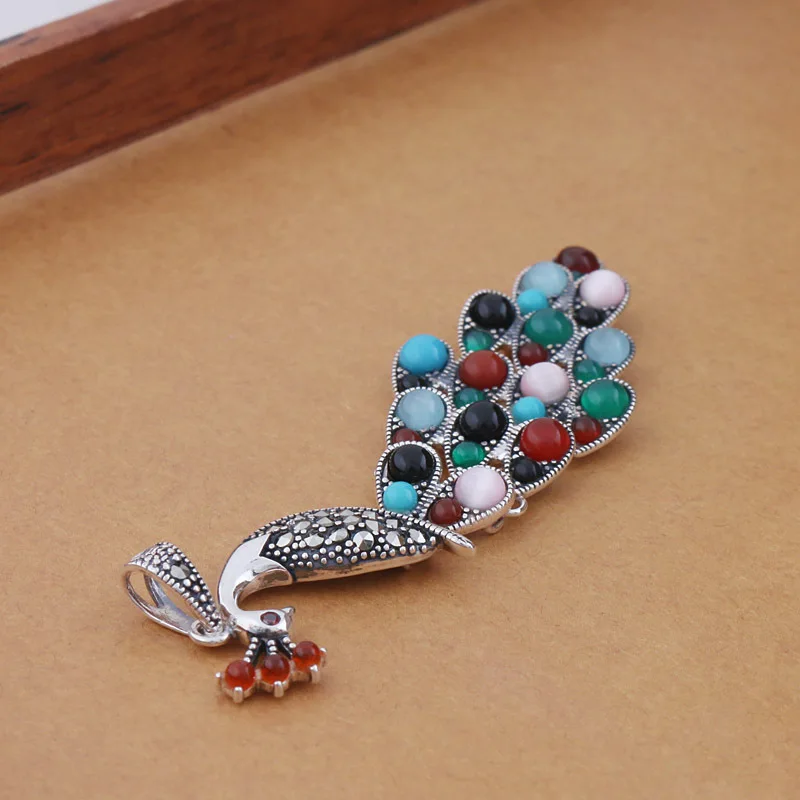 Новинка подвеска BOCAI из настоящего серебра пробы с цветным опалом Агатом