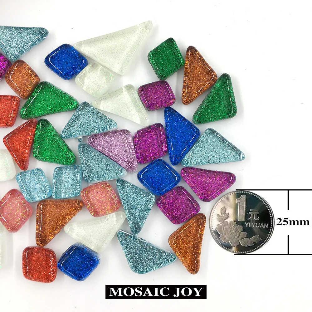 150g штук ассорти Цвет треугольник ромбовидная блестящая Стекло мозаика Плитки
