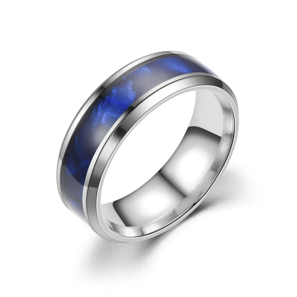 

Aroutty 2021 New Blue Ring Fashion Titanium Steel Ring Man Retro Ring Stainless Steel For Women Men Jewelry Dropshipping