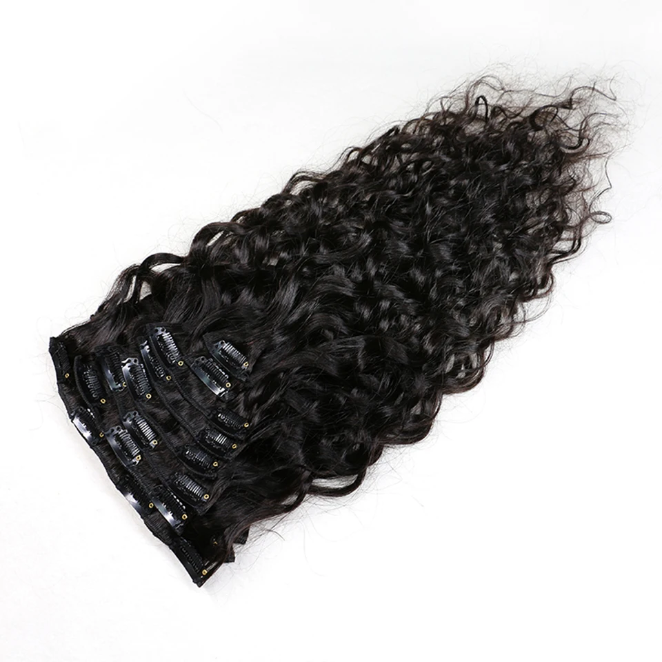 

Brazilian Remy Natural Wave Hair Clip In Human Hair Extensions Natural Color 8 Pieces/Set Need 2-3 Sets Full Head Ship Free