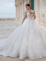 bridal gownwedding dress lace wedding dress v neck 3d flower long sleeve weddingthree quarter custom madezipper formal bride