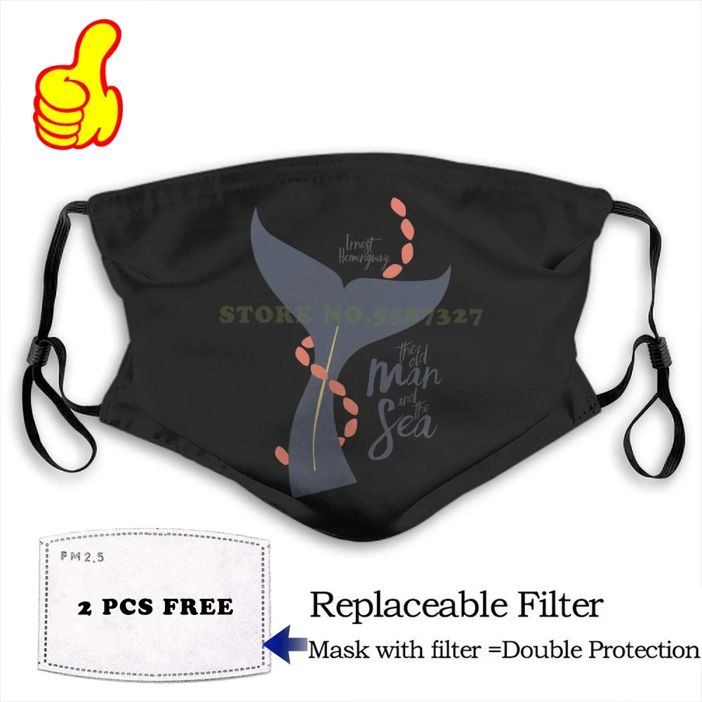 Маска для лица Эрнест Хемингуэй иллюстрация обложки книги старика и моря рыбалка