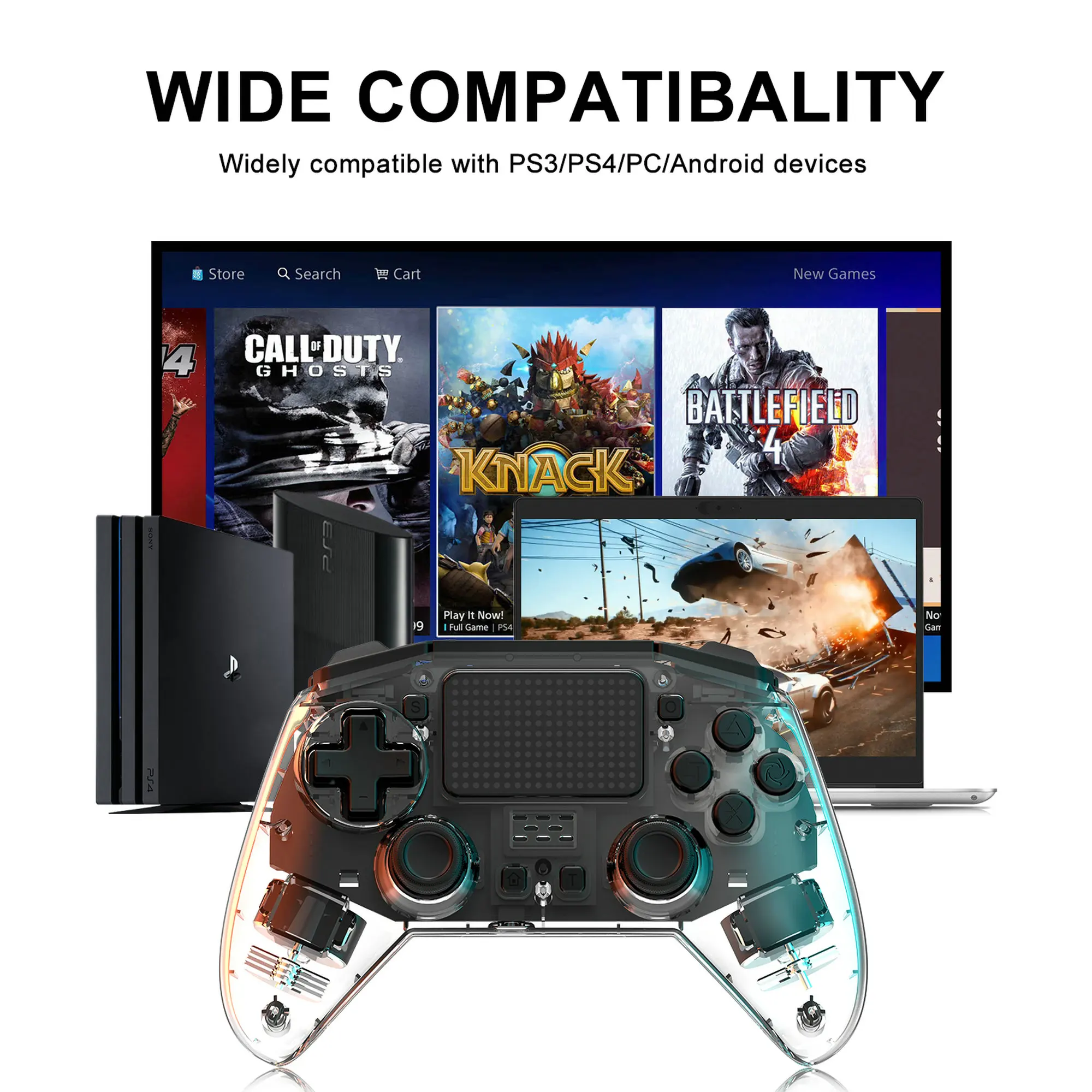 Беспроводной геймпад для консоли PS4 контроллер с поддержкой ПК устройств Android