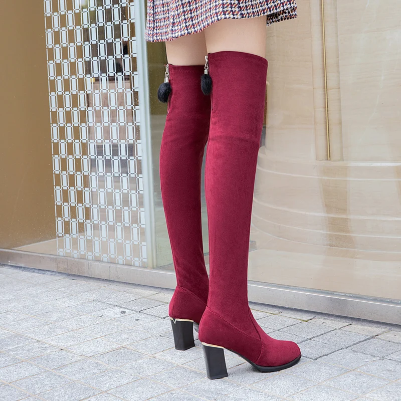 Rimocy/женские ботфорты Сексуальные облегающие высокие сапоги из искусственной