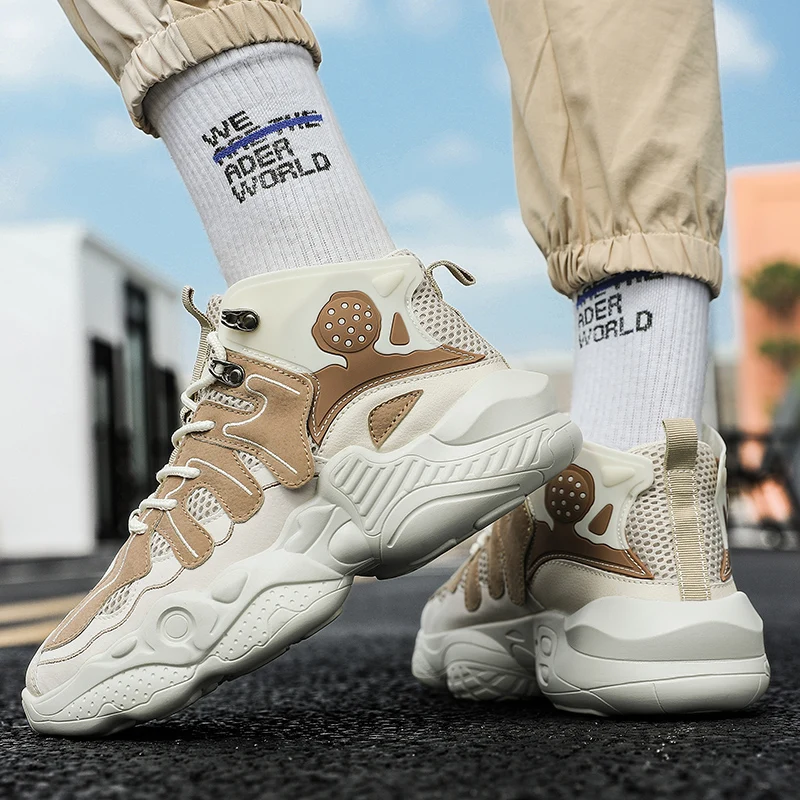 Новинка Осень-зима 2019 модная повседневная сетчатая Мужская обувь с высоким