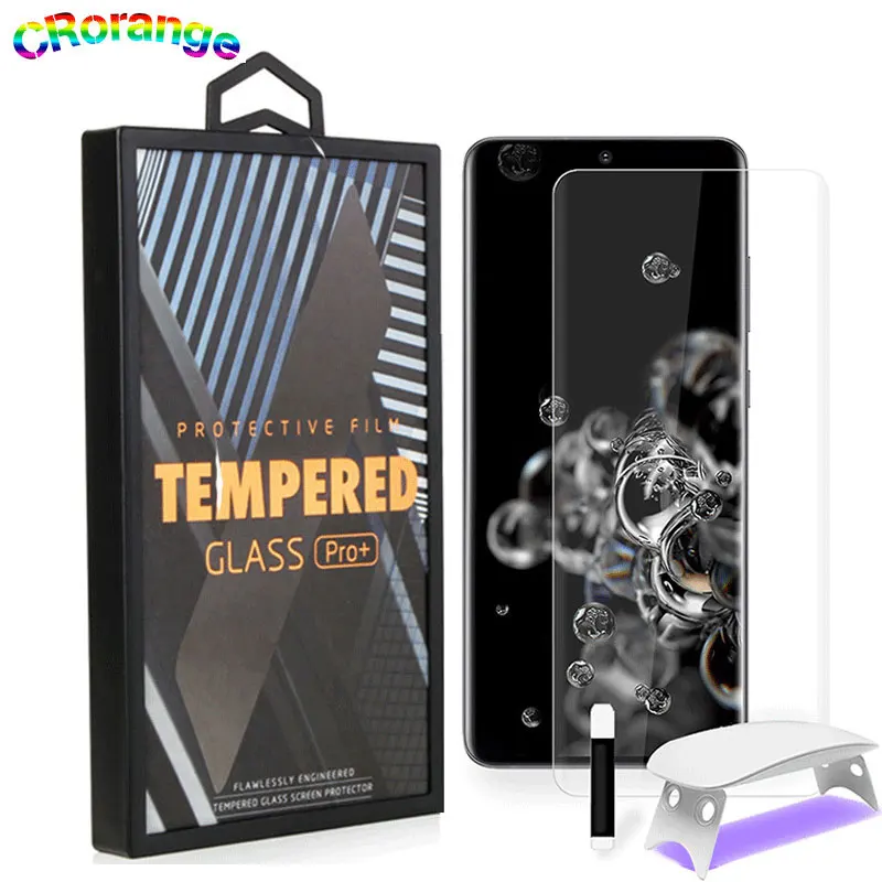 uv glass for samsung note20 ultra s20 plus full cover s10 plus full glue uv liquid screen protector mate 40 pro p40 pro p30 pro free global shipping