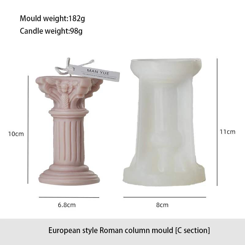 

3D Roman Column Candle Mould European Style simple Home Decoration Candle DIY Mold Plaster Mold Silicone Candle Molds