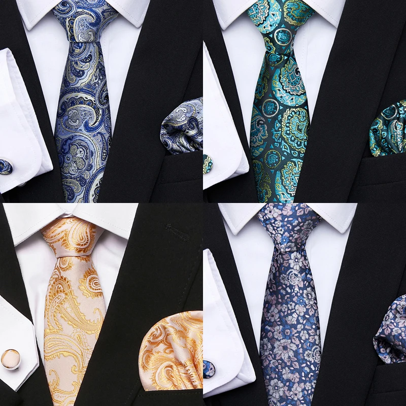 

High Quality Luxurious Tie Handkerchief Pocket Squares Cufflink Set Tie Clip Necktie Clothing accessories Polka dot Fit Group