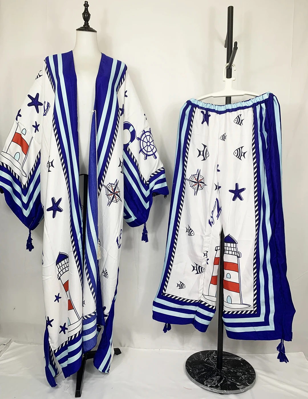 Two Pieces Set African Women's Outfits Holiday Printed Kimonos +Pants Top Fashion Casual Bohemian Kaftan Muslim Hijab Tracksuit