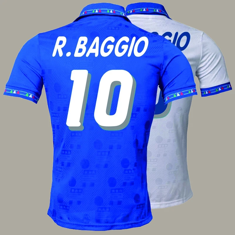 

ITALY 1994 RETRO SOCCER JERSEY HOME AND AWAY White Blue 10# R.BAGGIO FOOTBALL SHIRTS CAMISETA UNIFORMS IN STOCK