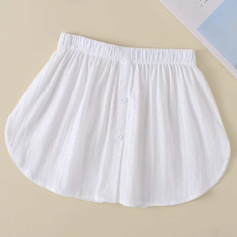 

Fashion Women Fake Hem Skirts Elastic Waist Adjustable A-Line False Skirt Solid Color Buttons Detachable Underskirt Apron