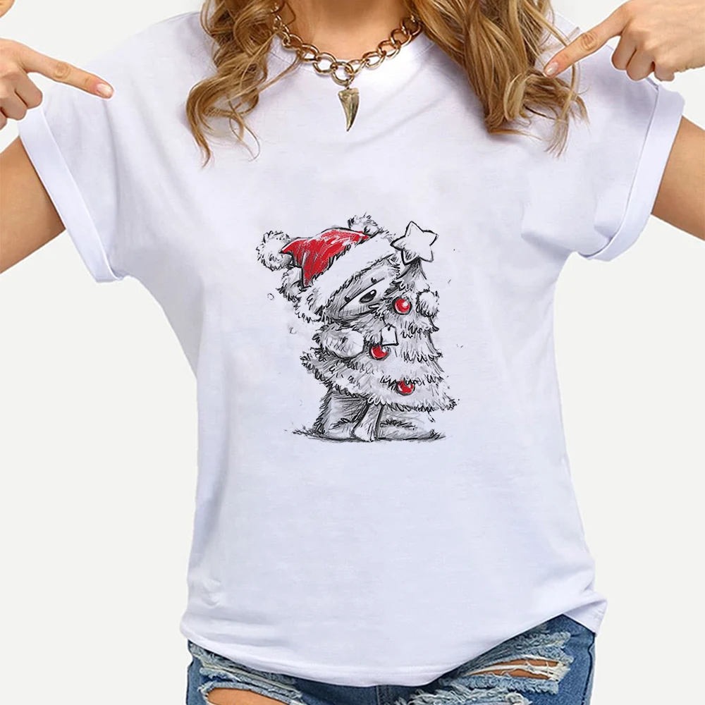 

Christmas T-Shirts Women T Shirts Gothic Top Oversize Hipster Vintage Harajuku Fashion Ropa Aesthetic Short Sleeve Family Look