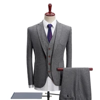 2020 autumn new british mens suit set three pieces slim fit business solid color professional formal wear large size 4xl