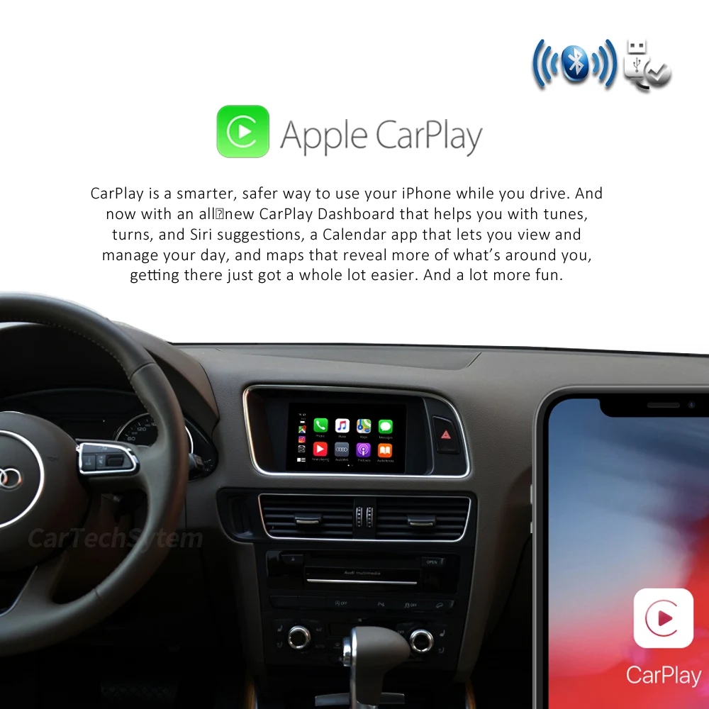 Беспроводной блок для автоматической модернизации Apple CarPlay Android Audi A4 S4 RS4 A5 S5 RS5 Q5 MMI