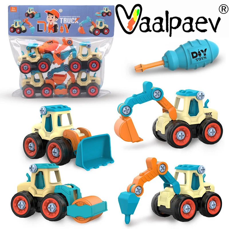 

Trucks Excavator Road Roller Engineering Vehicle DIY Car Model Building Kits DIY Assemble Educational Blocks Toys Kids Boys