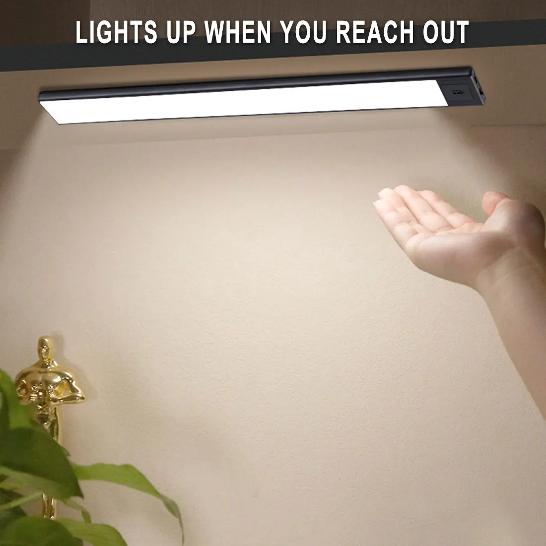 

Ultra-thin 40cm USB LED Cabinet Lighting 3 Modes PIR Motion Sensor Rechargeable Black Aluminum kitchen cabinets lights lighting