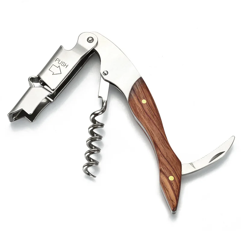 

Multifunctional Wine Bottle Opener Wooden Handle Wine Can Opener