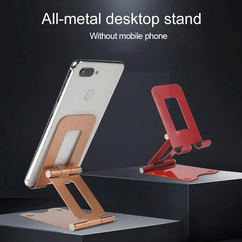 

All Metal Lazy Flat Mobile Phone Universal Bracket Mobile Bracket Switch Bracket Tablet Folding Desktop Phone Aluminum Doub B3B8