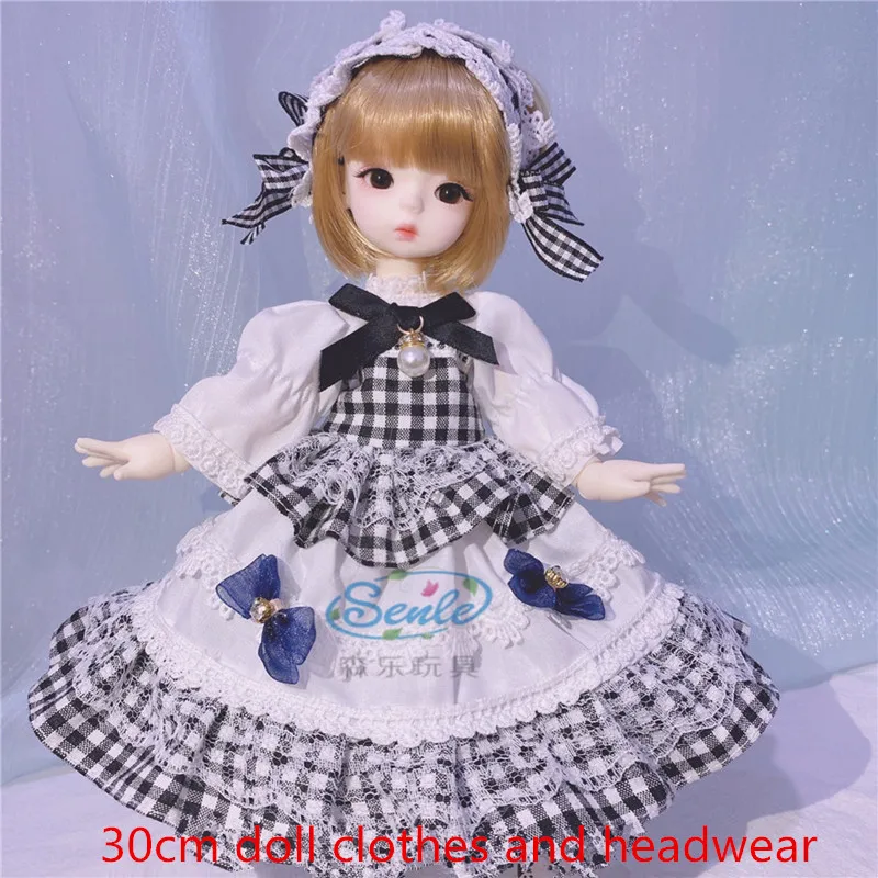 

1/6 Bjd Doll Clothes 30cm Toys Accessories Student Wear Plaid Skirt Fashion Dress Up with Hat Clothes for Girl Princess Dress