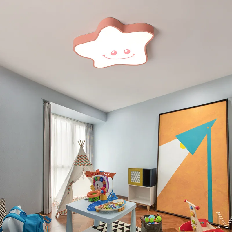 Pink Star Moon Bedroom Ceiling Light Lighting Fixture Modern Child Baby Kids Children's Room Led Lights For Home | Освещение