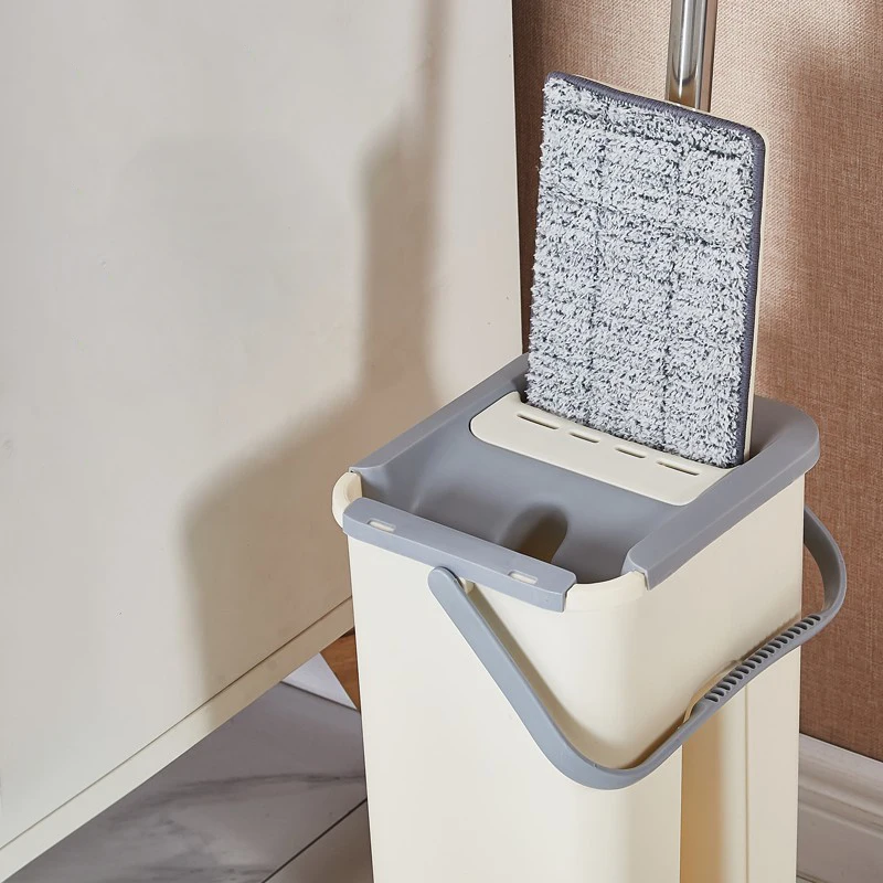 

Flat Mop with Bucket Hand Free Washing 360 Spin Scratch Mop with Microfiber Pad for Household Cleaning Tool